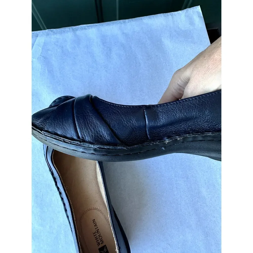 NEW White Mountain Lovestory Love Story Navy Flats 8.5M Leather Classic Comfort